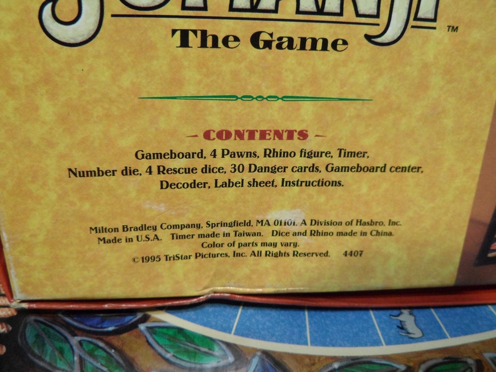 Jumanji 1995 Board Game 98% Complete Missing 1 Pawn