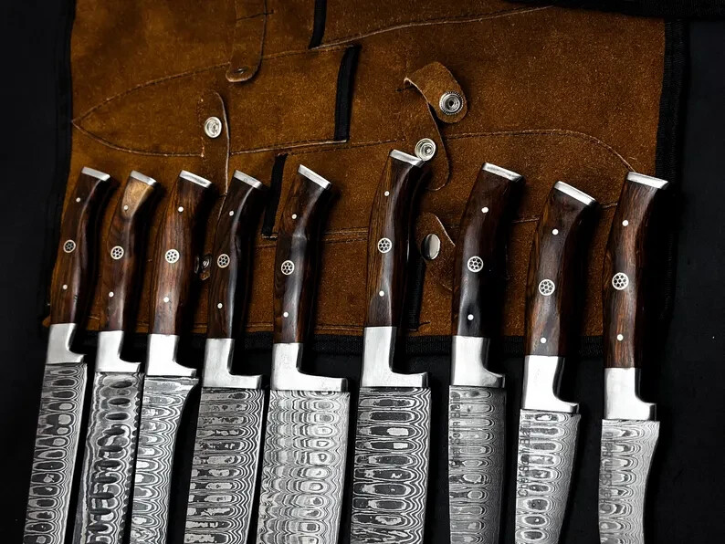 Hand Forged Damascus steel chef set