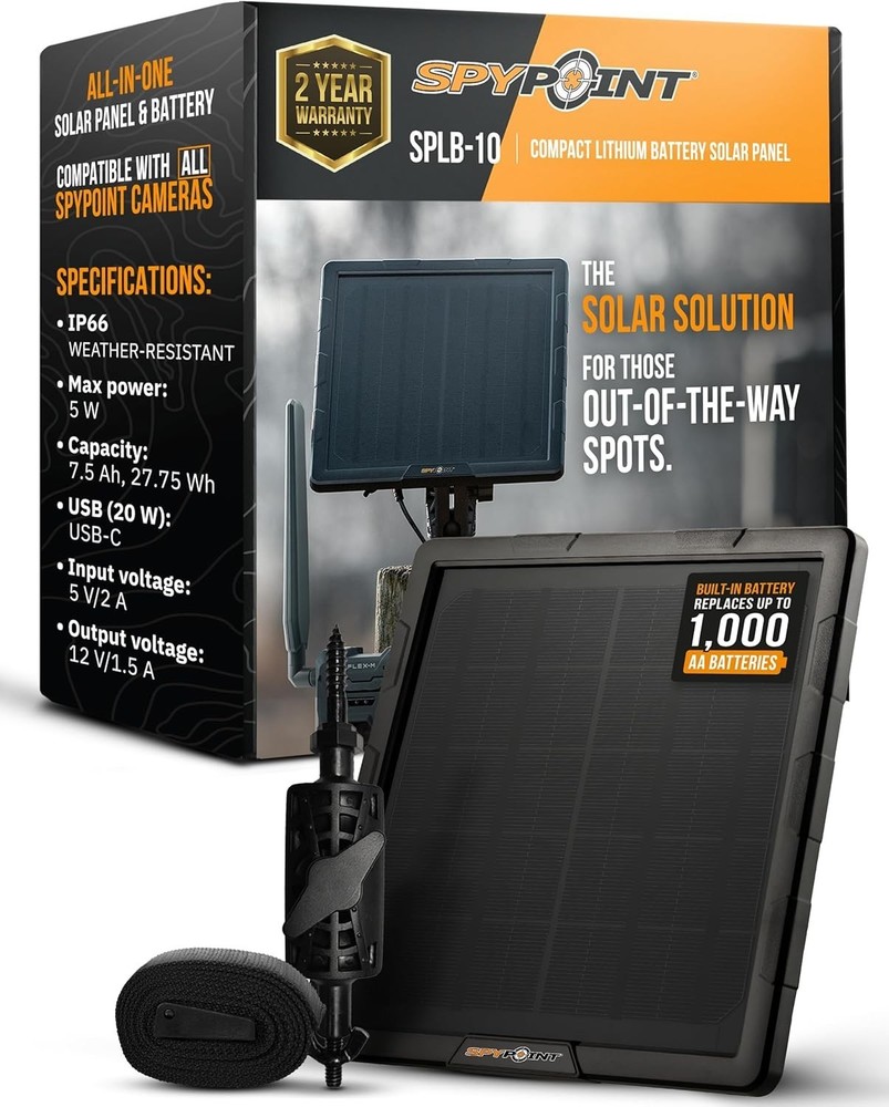 Trail Camera Solar Panel with Internal Lithium Battery and Compact Design