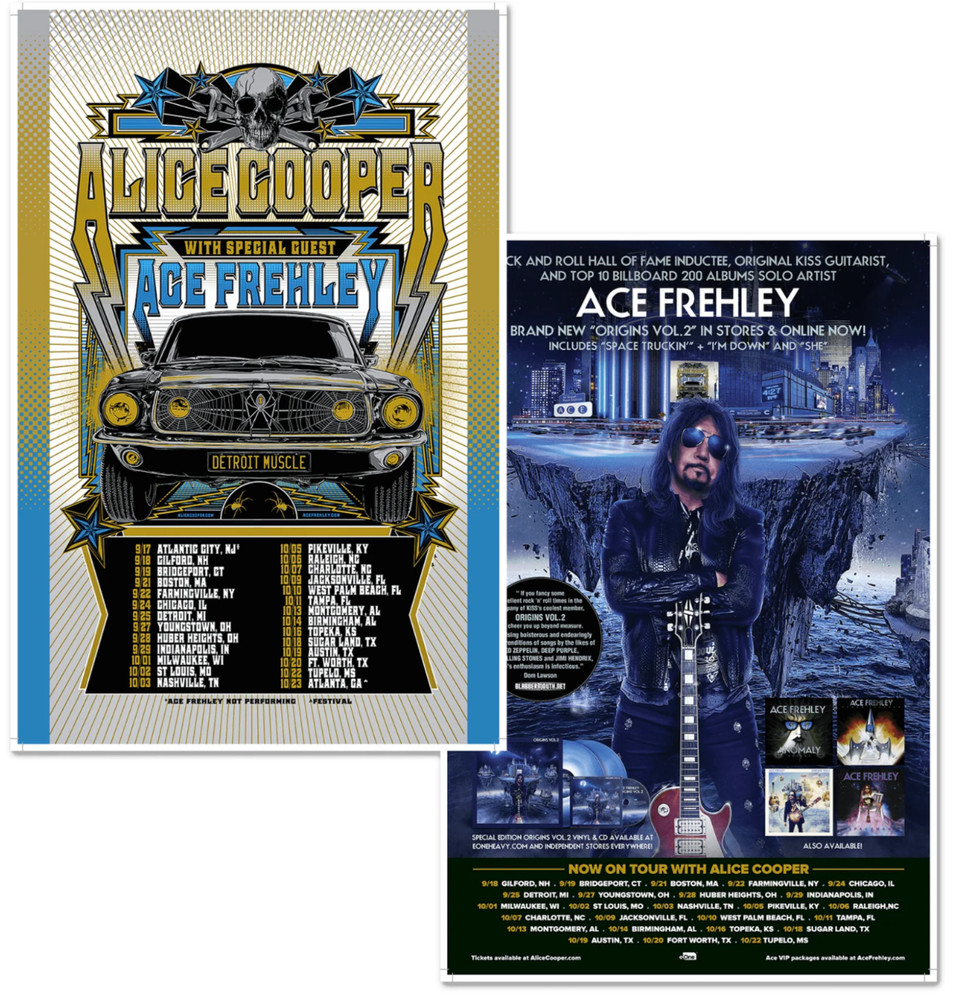 Ace Frehley / Alice Cooper PROMO Tour Poster 11 X 17 Concert Origins II KISS New