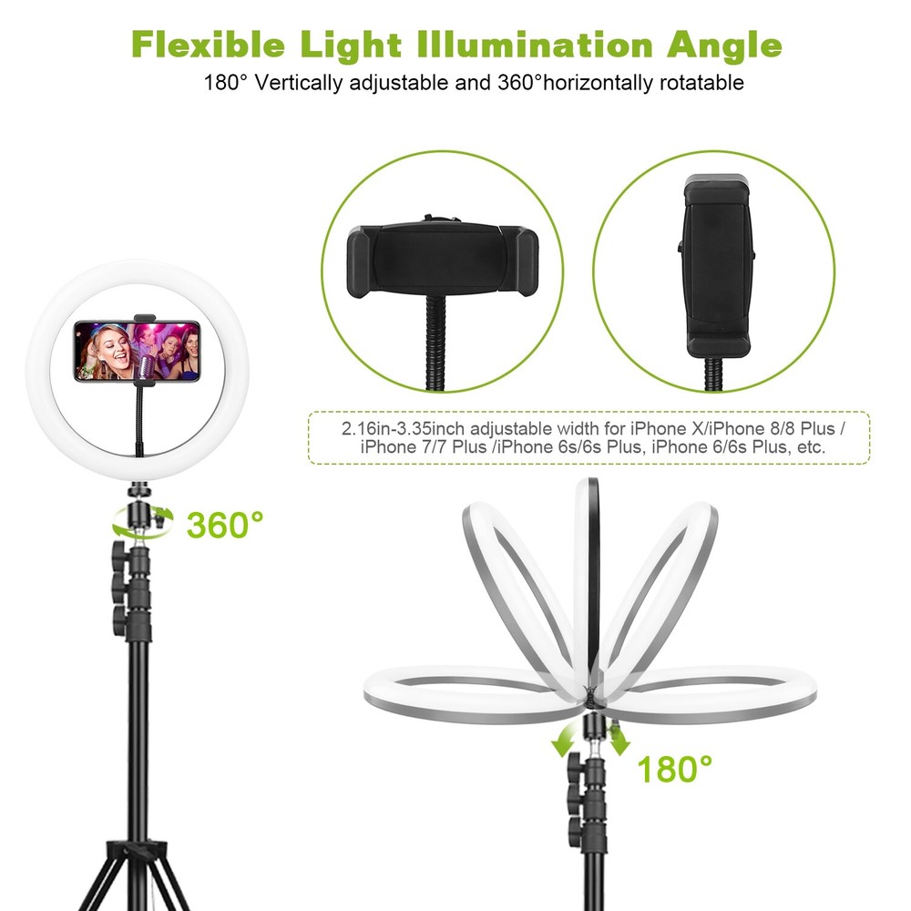 10in LED Selfie Ring Light 120-LEDs Dimmable Makeup Ring Lights & Tripod Stand