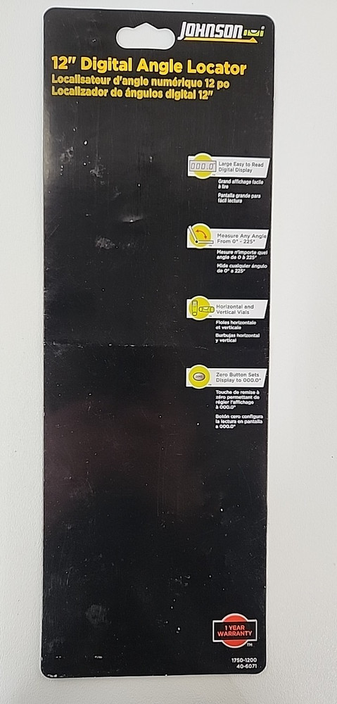 Johnson Level & Tool Model 1750-1200 Digital Angle Locator Digital Display, Used