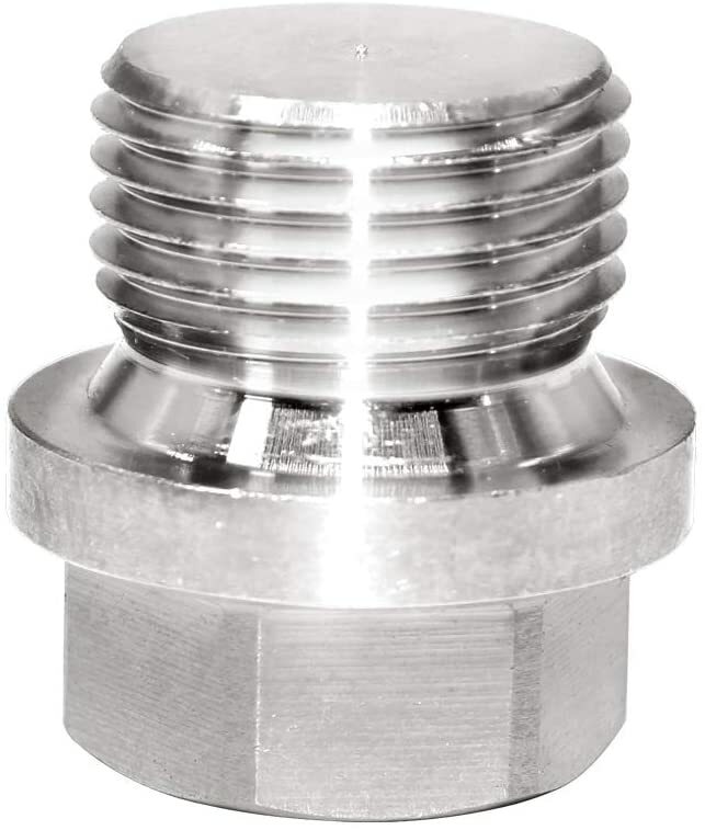 2Pcs Stainless Steel Outer Hex Head Flange Pipe Fitting Plug M18x1.5 Thread