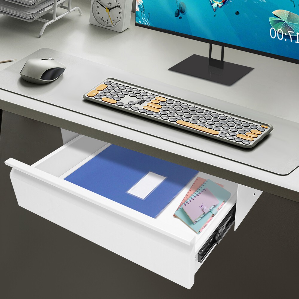Under Desk Mounted Sliding Pull-out Drawer Storage Organizer for Workstation