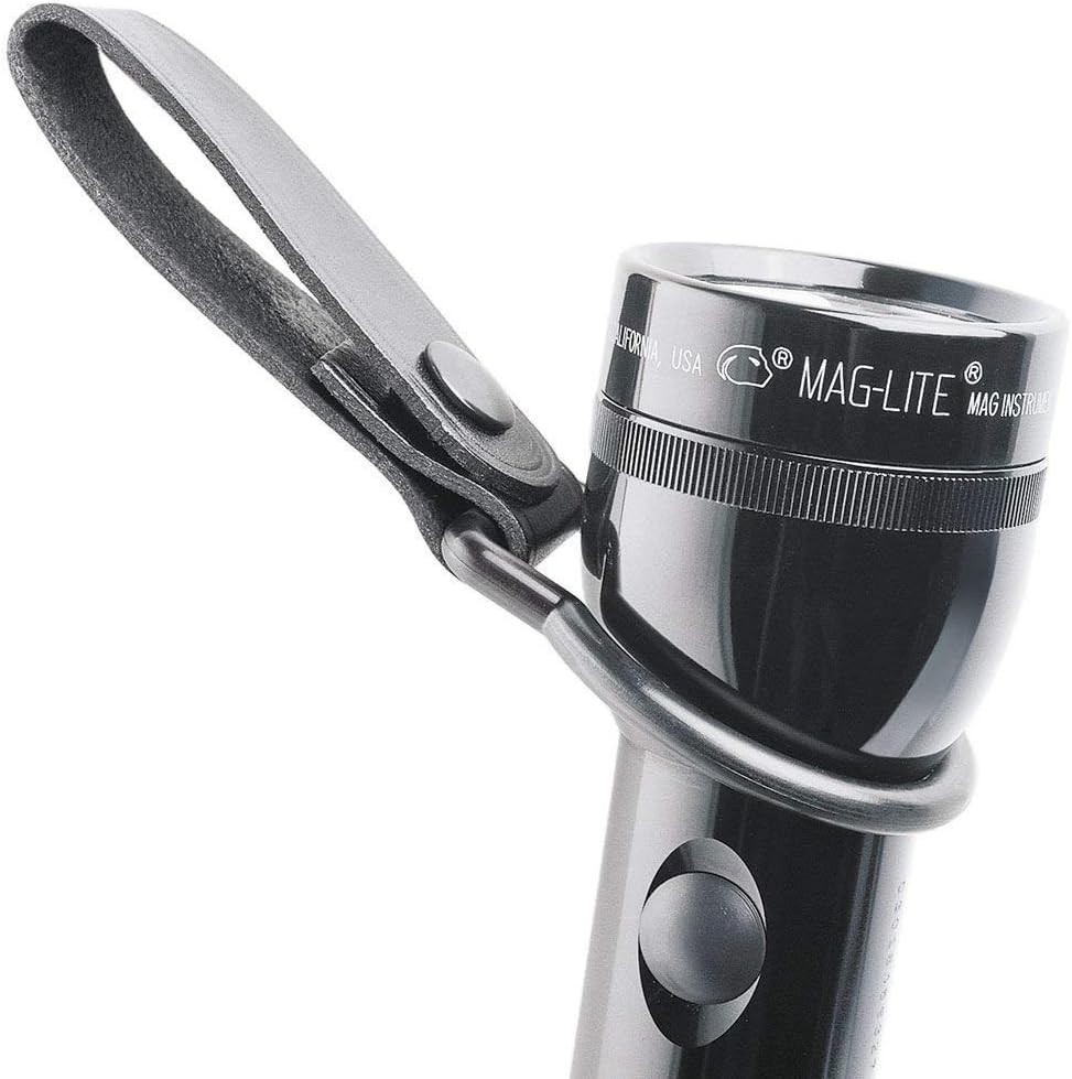 Compact Black Leather Flashlight Holder for D-Cells - Secure & Stylish Accessory