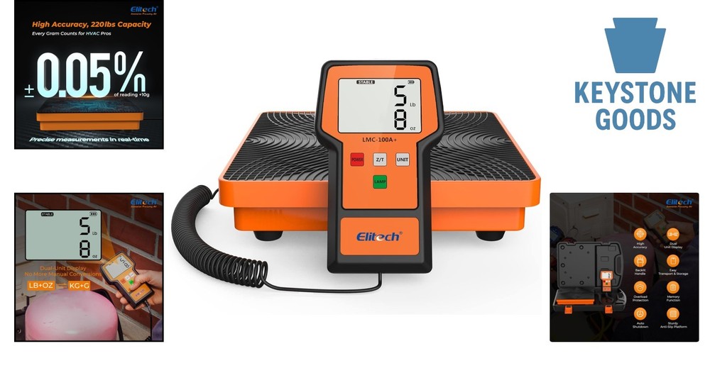 220lb Electronic Refrigerant Scale with Backlit LCD & Case for HVAC