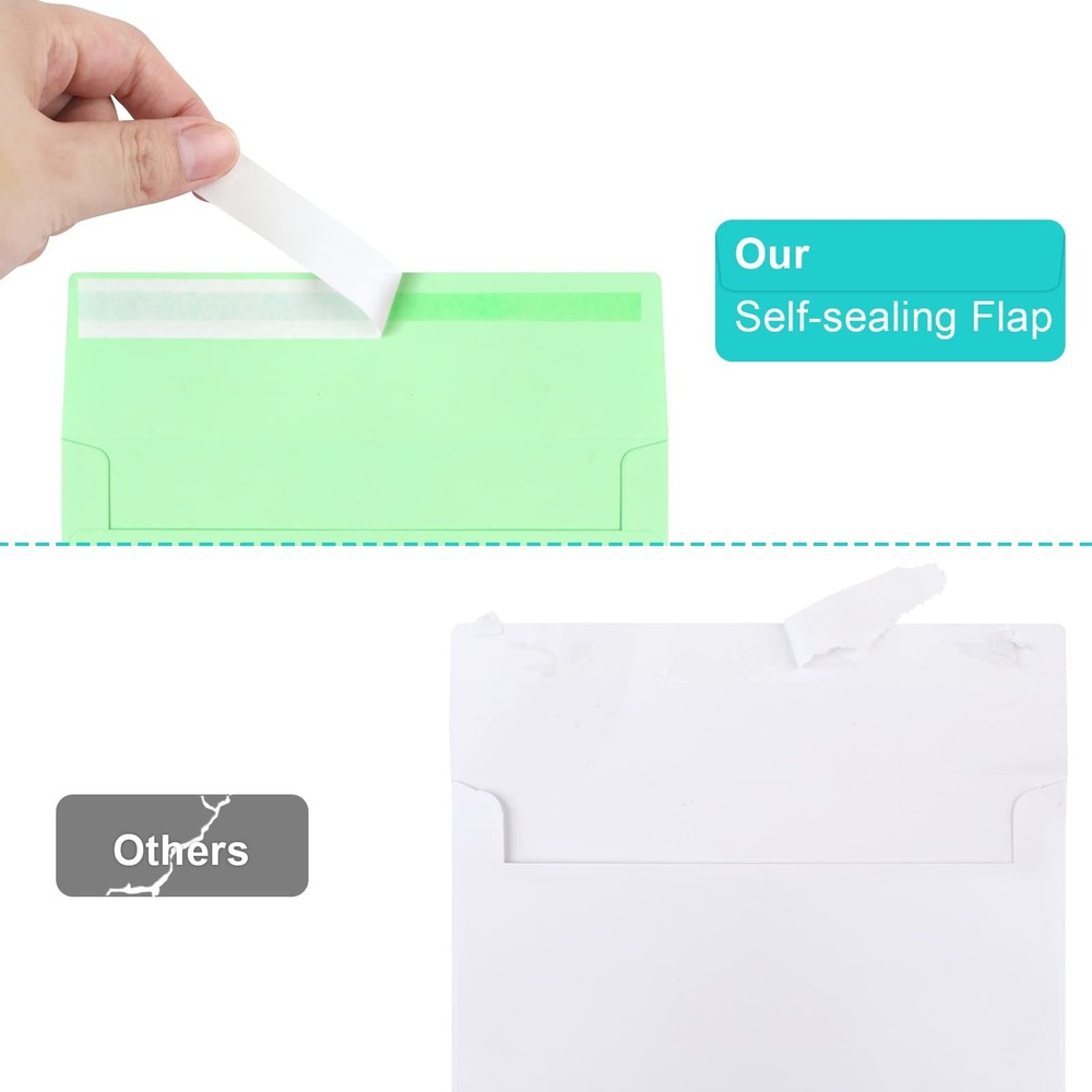 50 Pack Colored Envelope, 5x7 Envelopes, A7 Envelopes for Invitations, Printa...