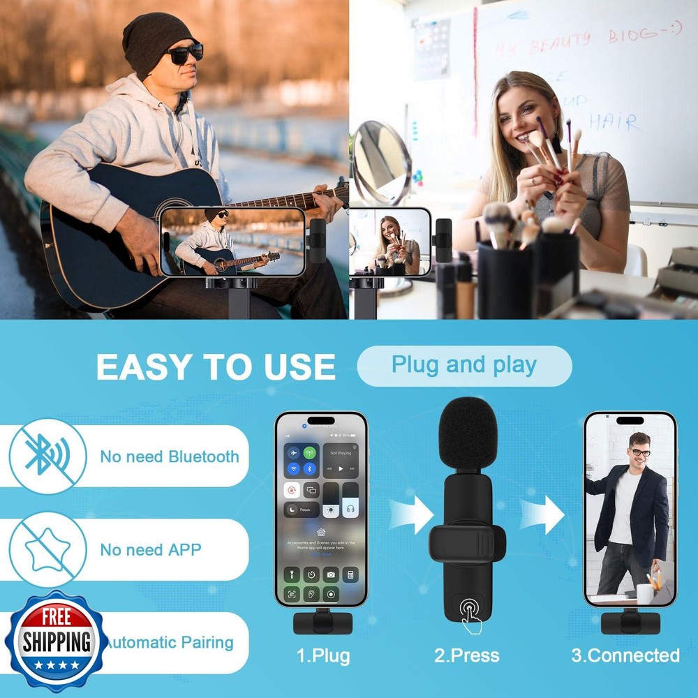 Wireless Microphone for iPhone 17 Pro Max/16/16e/16 Plus, Mini La