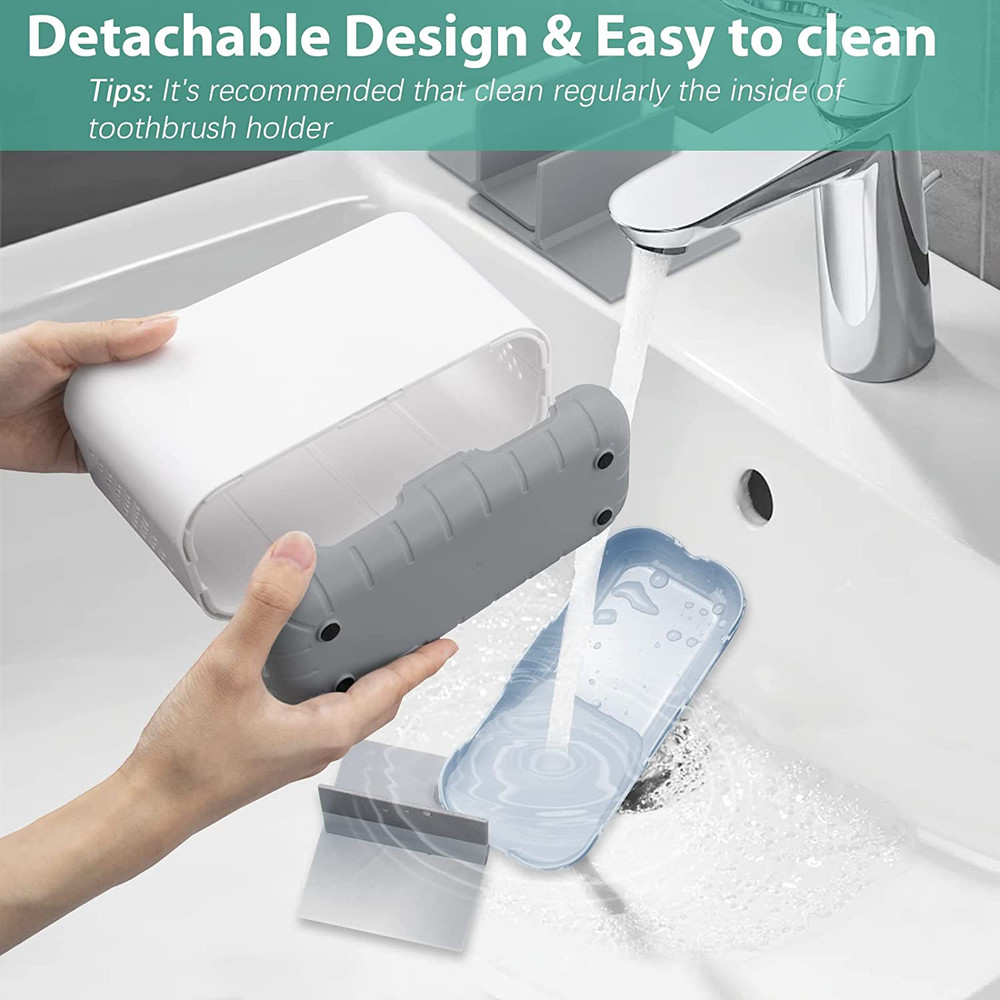 Toothbrush and Toothpaste Holder Drainage for Bathroom Countertop with Adjustabl