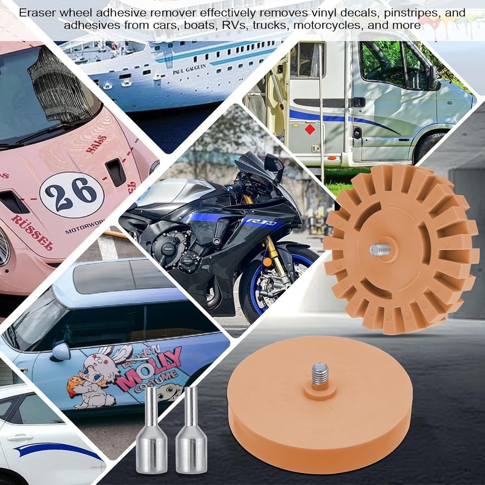 for Drill - 4 Pack Rubber Wheel Decal Remover Kit with Solid & Gear Design, A...