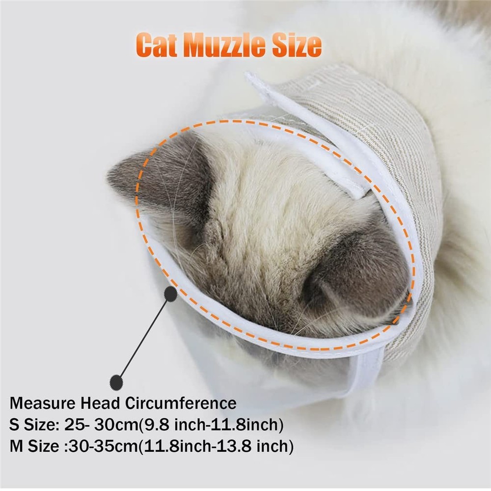 Cat Muzzle, Breathable Muzzles Face Mask Adjustable Kitten S, White