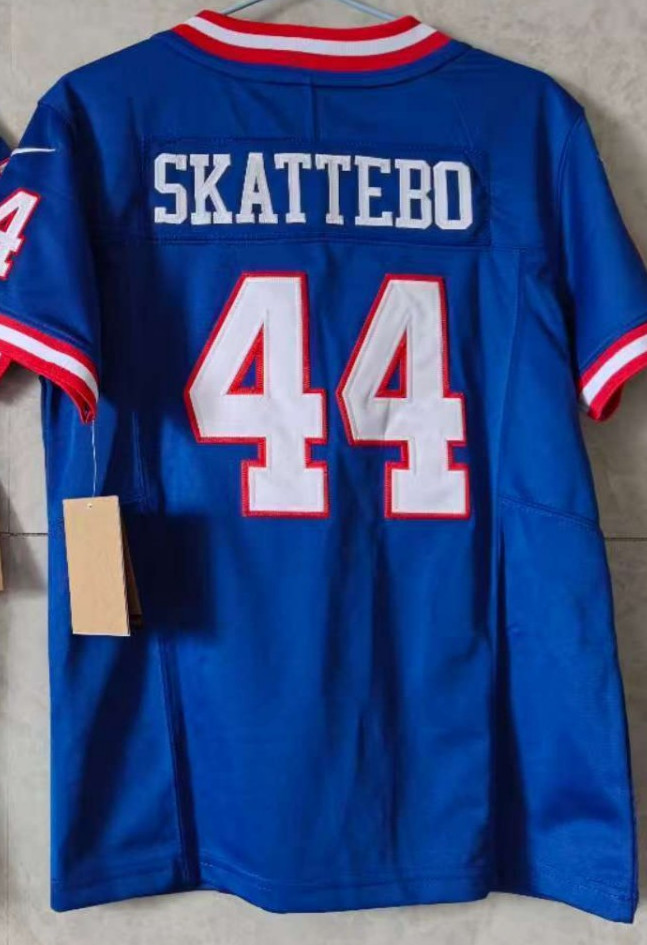 ​​Tariffs​ Free~YOUTH'S Cam Skattebo #44 Giants FUSE Throwback Royal Sewn Jersey