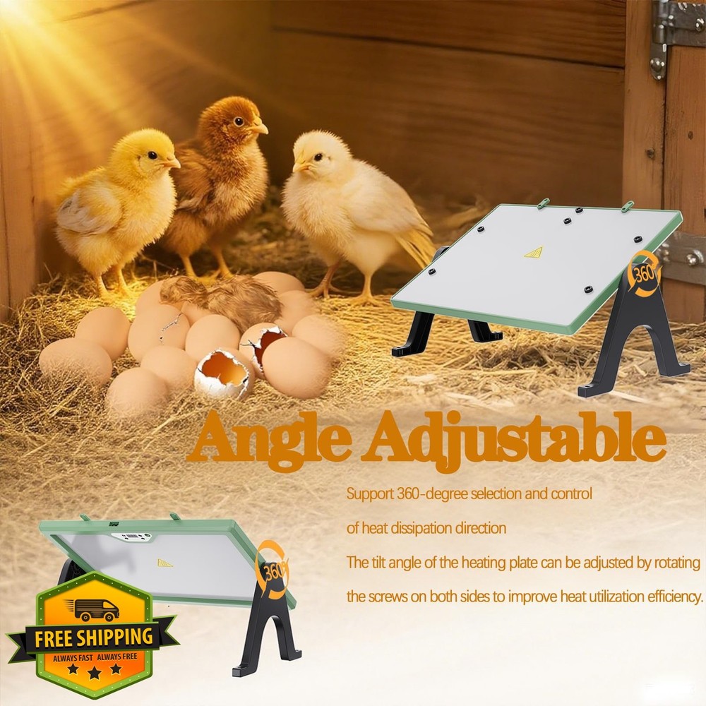 Brooder Chick Heater 35W 12x12 Adjustable Temp Green Chicken Coop