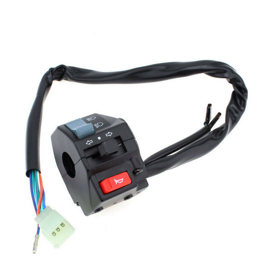 2X Motorcycle 7/8" Handlebar Horn/Low/High Beam Refit Switch Assembly Controller