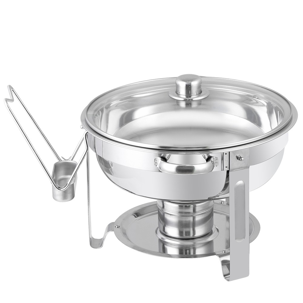 5 Quart 8Pack Full Size Chafing Dish Buffet Set Round Catering Warmer Set Silver