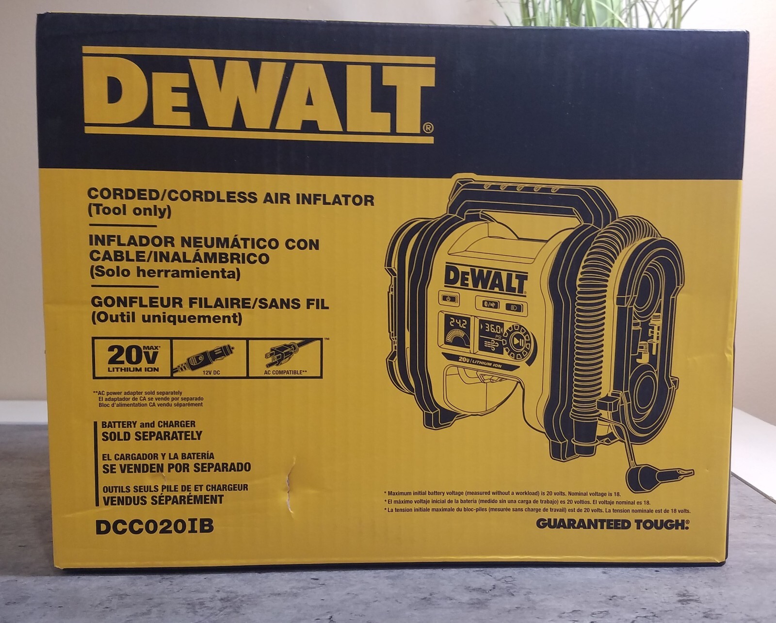 DeWALT DCC020IB 20V High-Pressure Corded Cordless Air Inflator NEW