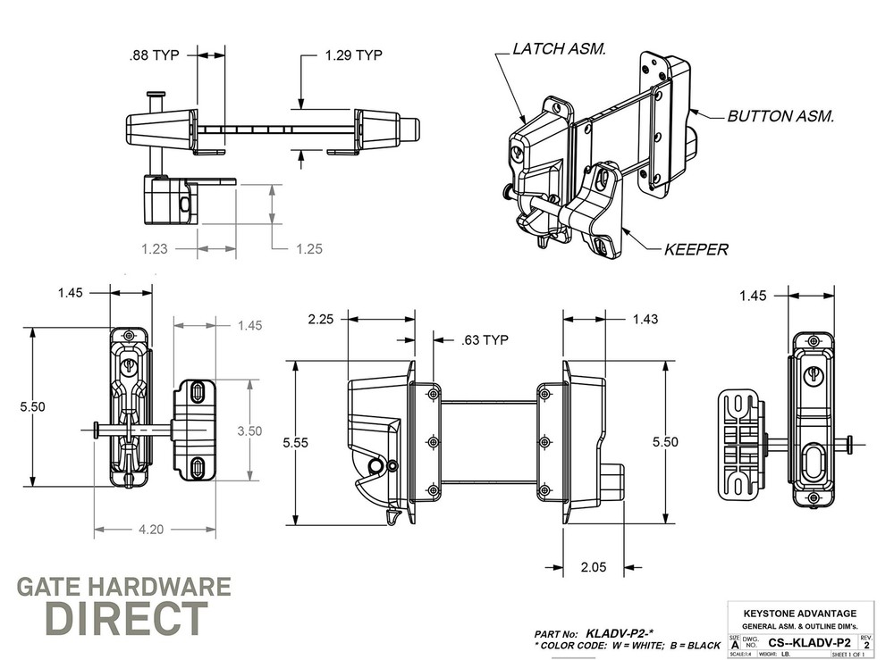 Keystone Black Nylon Polymer Key-Lockable Latch | 2 Sided | Keyed Alike | KLA...