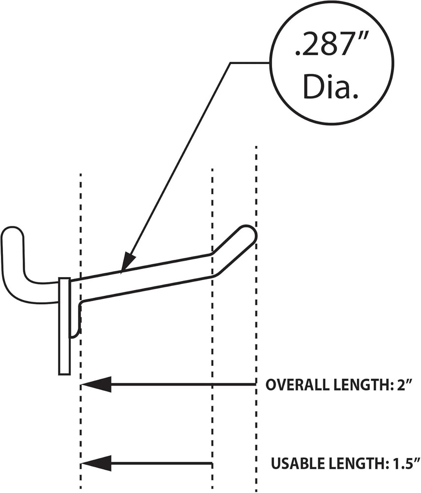 800072-WHT 2-Inch Plastic Hook, 50-Pack