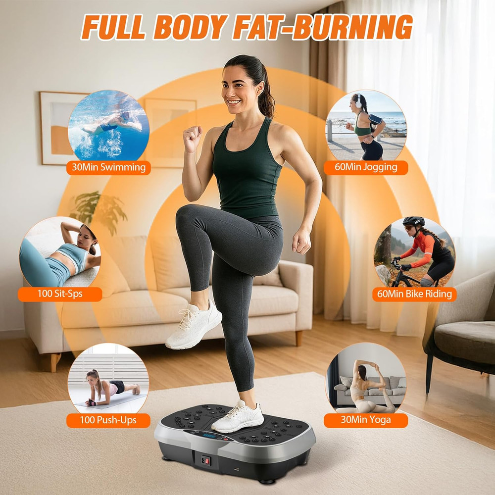 ALSO GO Vibration Plate Exercise Machine, 6 Workout Modes & 120-Level Vibration