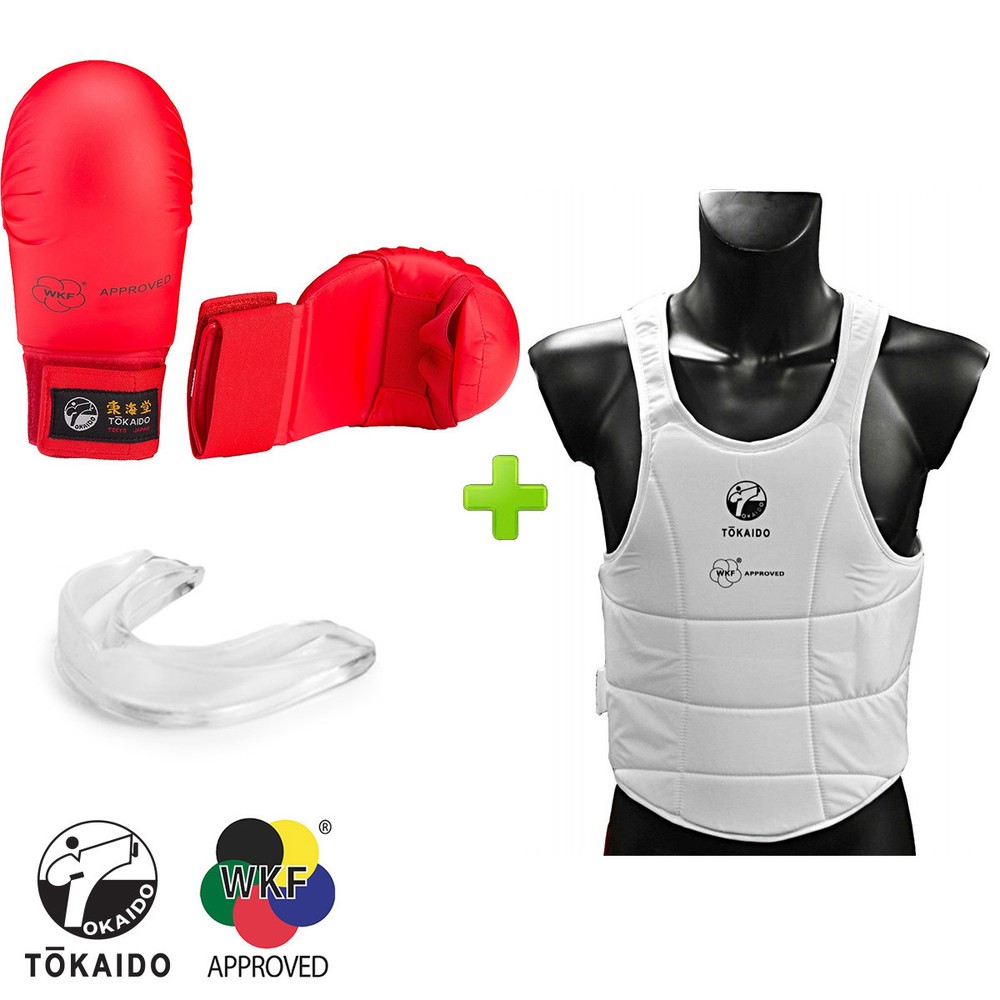 Tokaido Karate WKF Competition Red Gloves & Body Protector