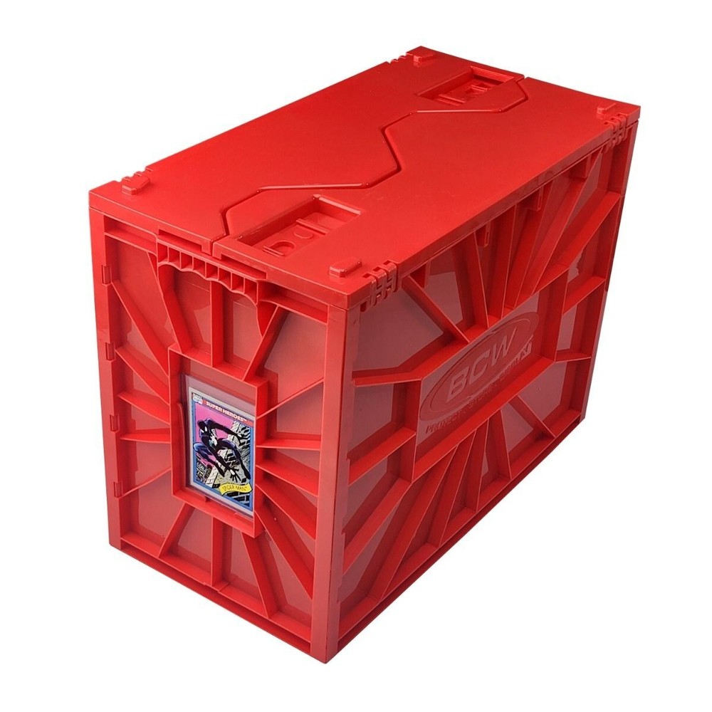 BCW Short Plastic Comic Book Bin Box Heavy Duty with Lid Red - **FIVE PACK**