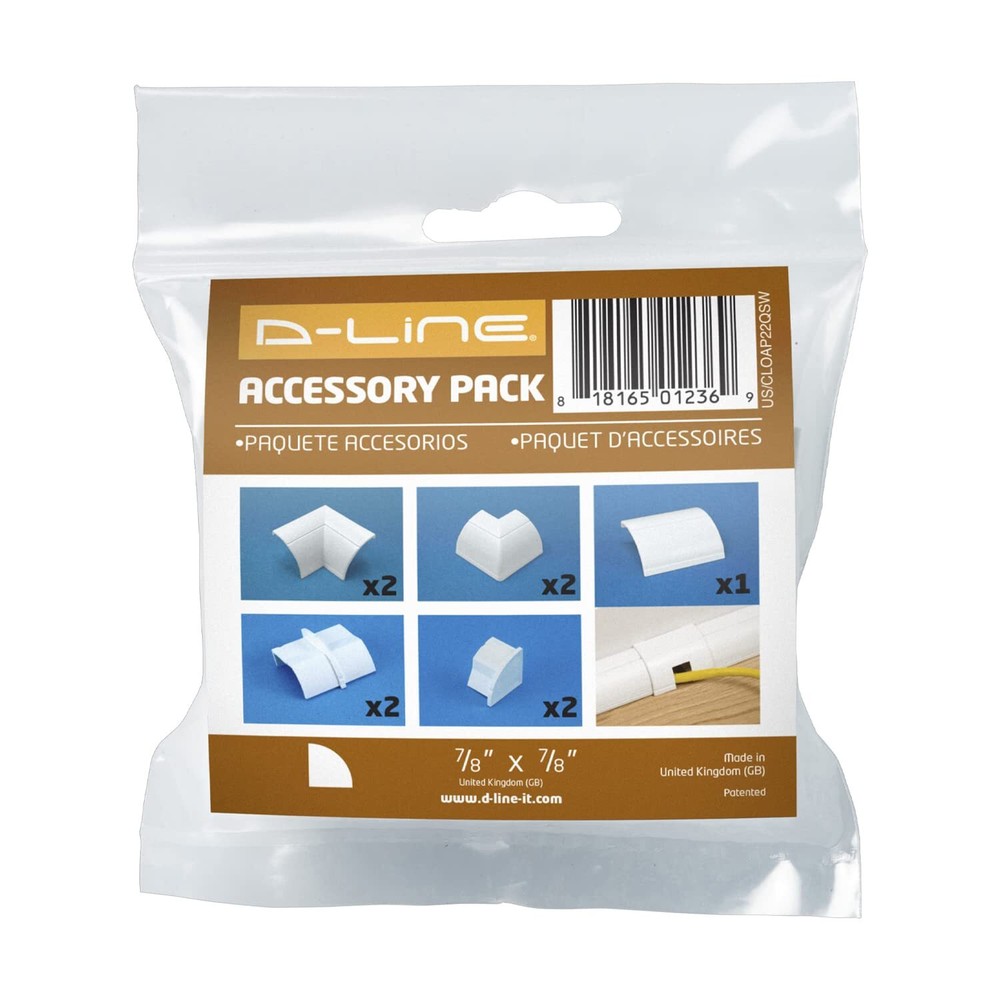 Quarter Round Cable Raceway Accessory Multipack 9-Piece Pack Join 0.87" W x 0...