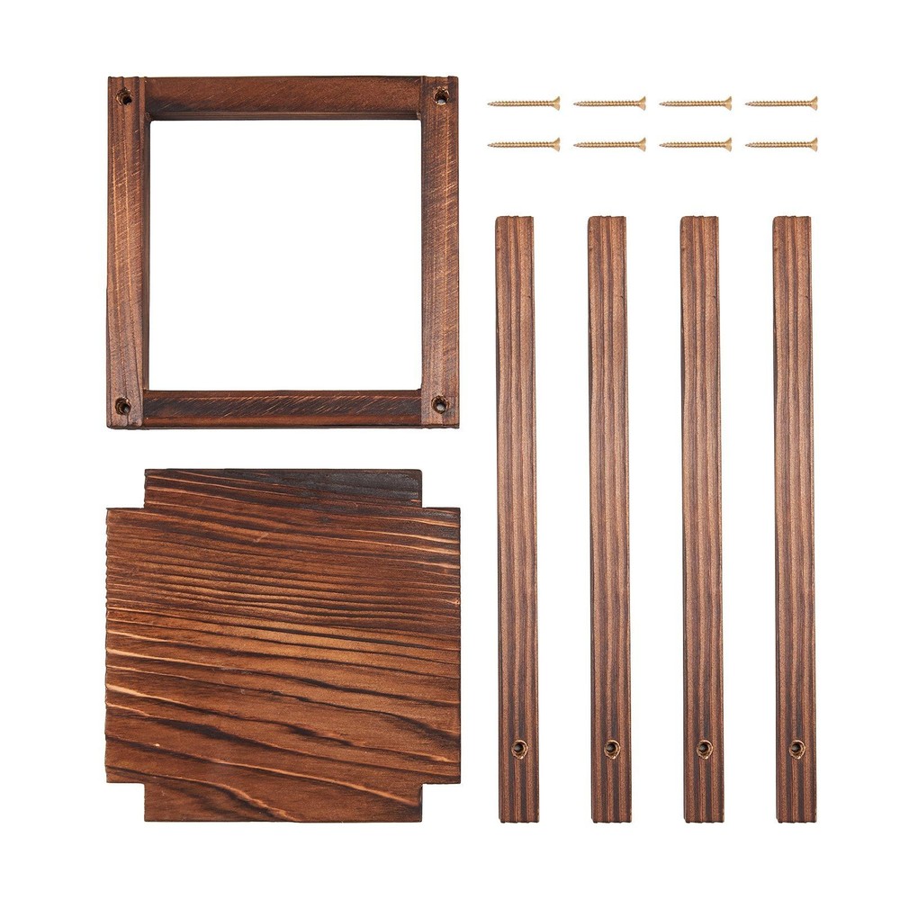 Rustic Cedar Lantern Set: 24pcs Carbonized Wooden Frames for Wedding Decor