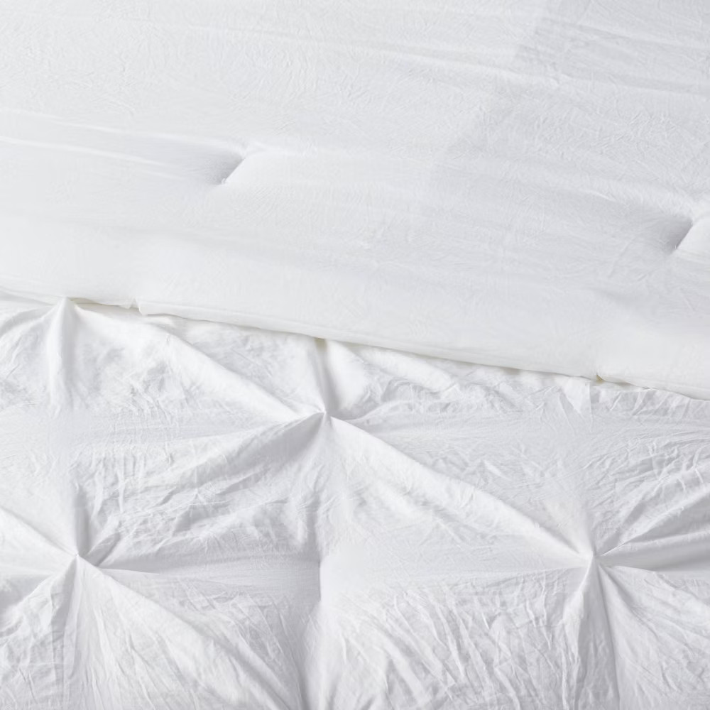 8pc Queen Pinch Pleat Comforter and Sheet Set White - Threshold