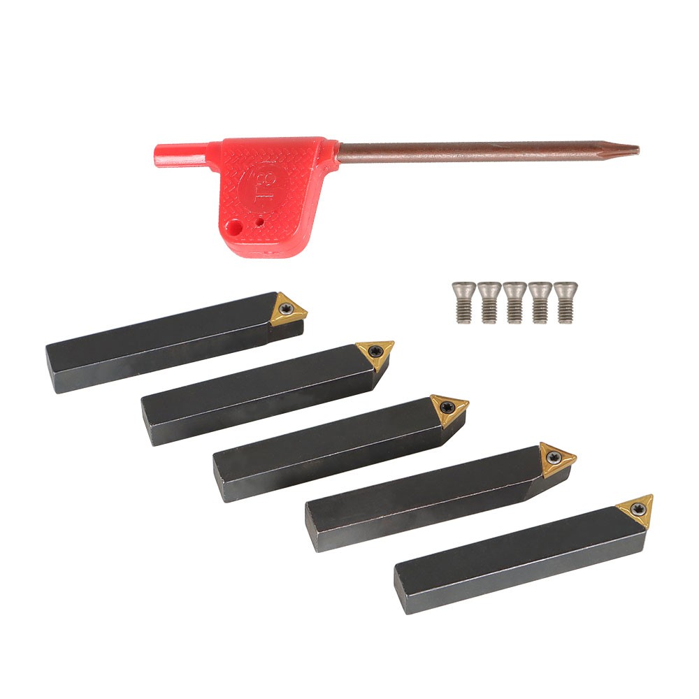 5Pcs 3/8" Indexable Carbide Insert Turning Tooling Bit Holder Set For Lathe