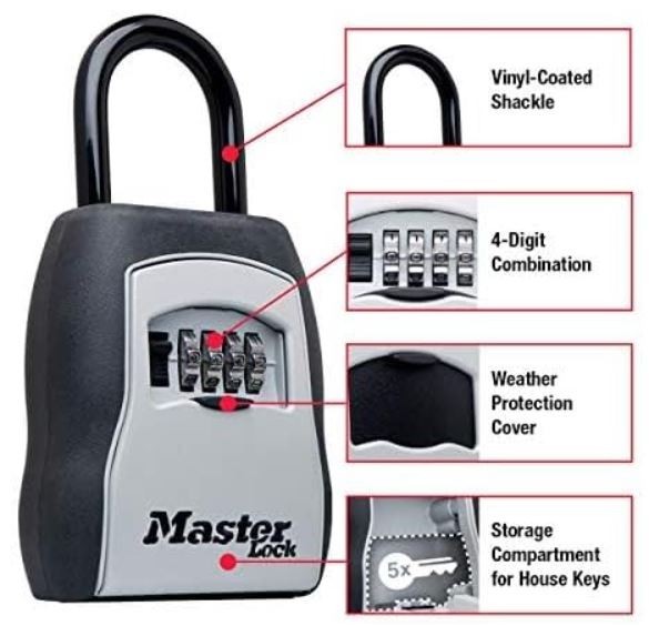 Master Lock #5400 Key Lock Box Safe Space Security Portable Combination Door