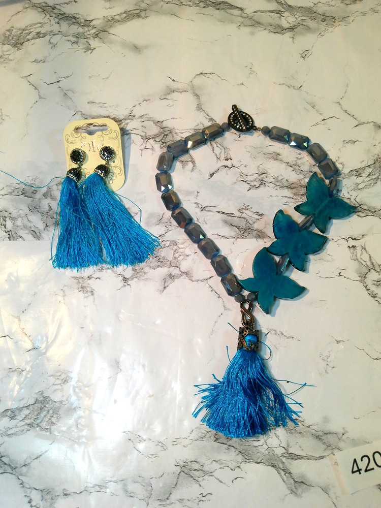 Two Toned Blue statement necklace (420)
