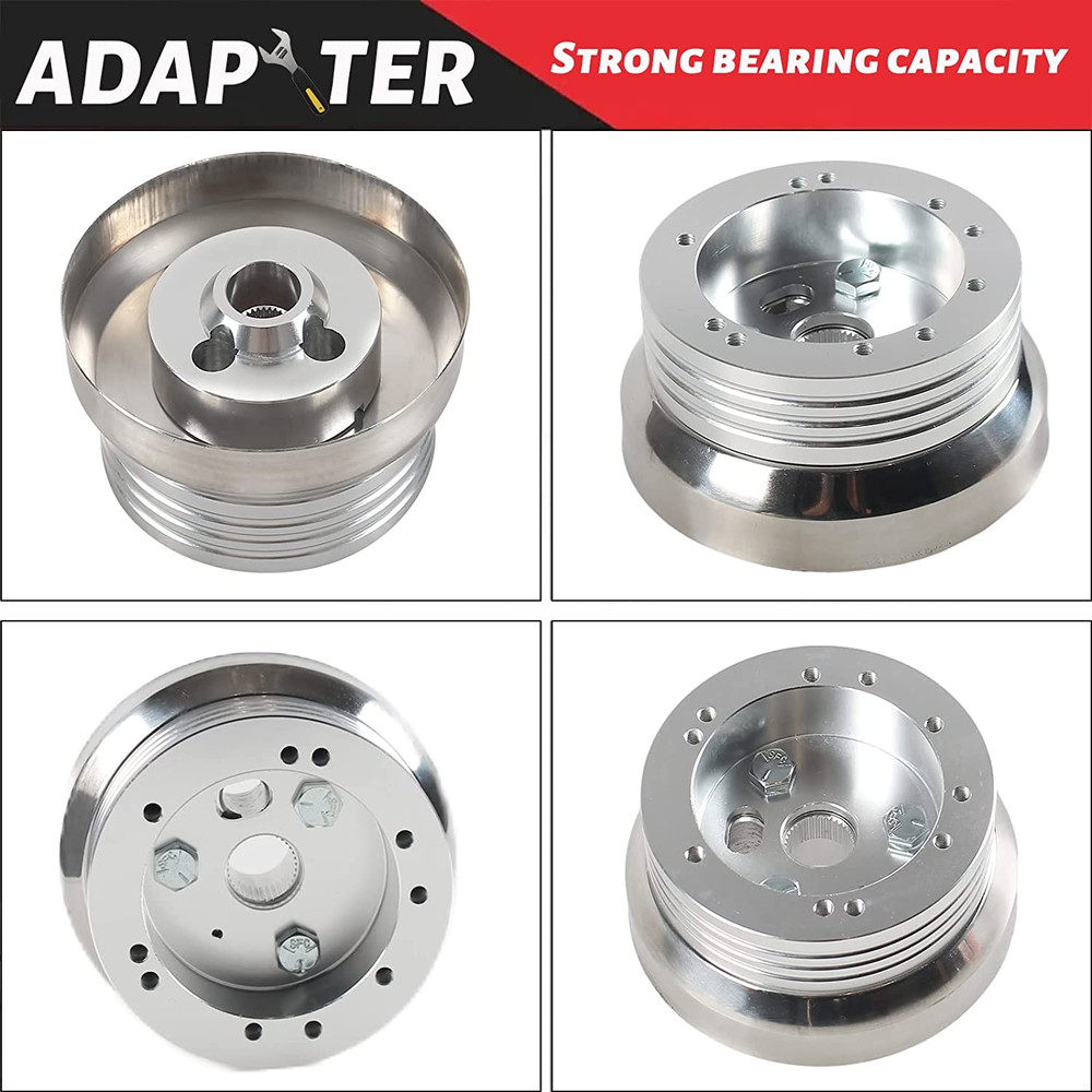 5 & 6 Hole Billet Steering Wheel Hub Adapter Silver