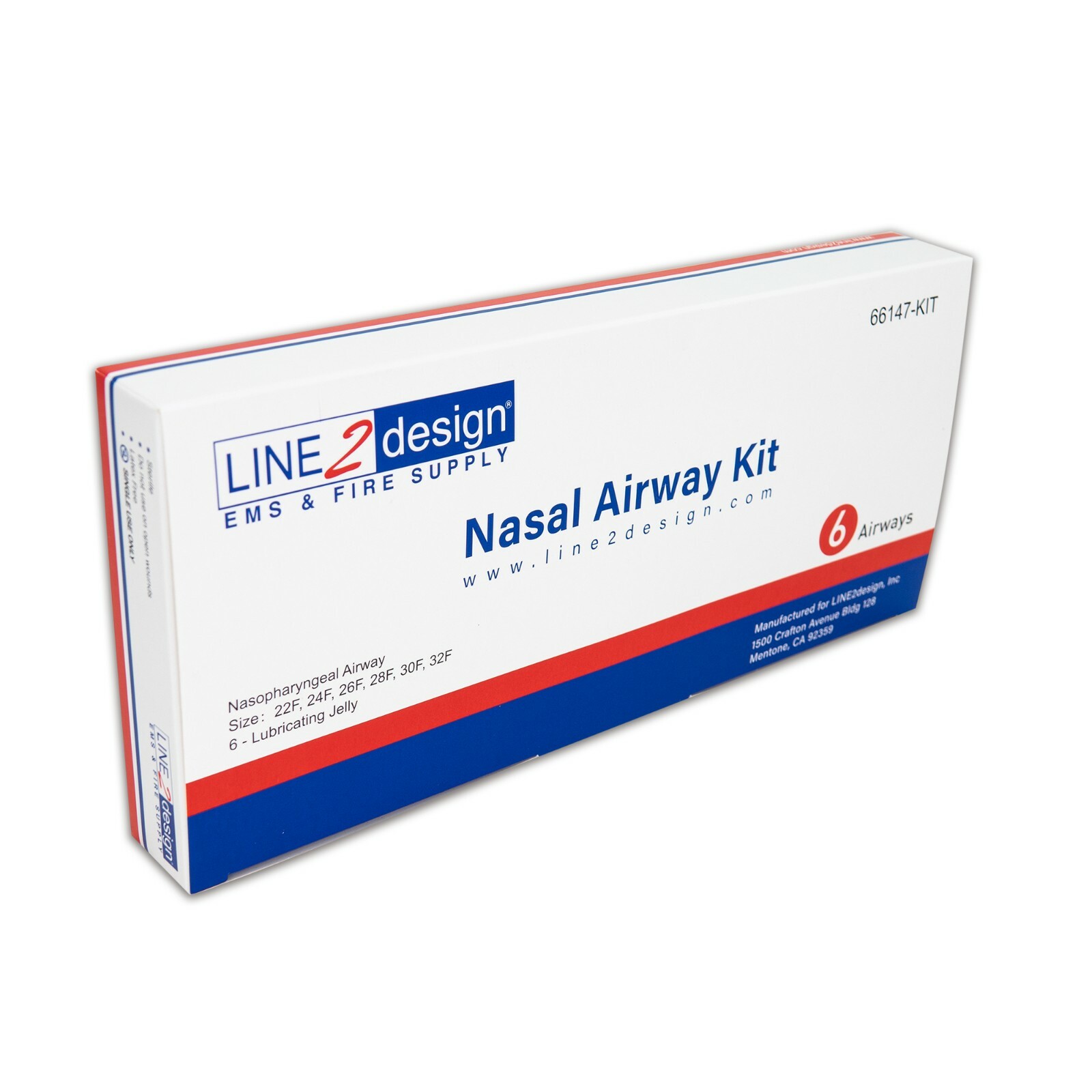 LINE2design Nasopharyngeal (Nasal) Airway Kit - Airway Management Kit - 6 Pack