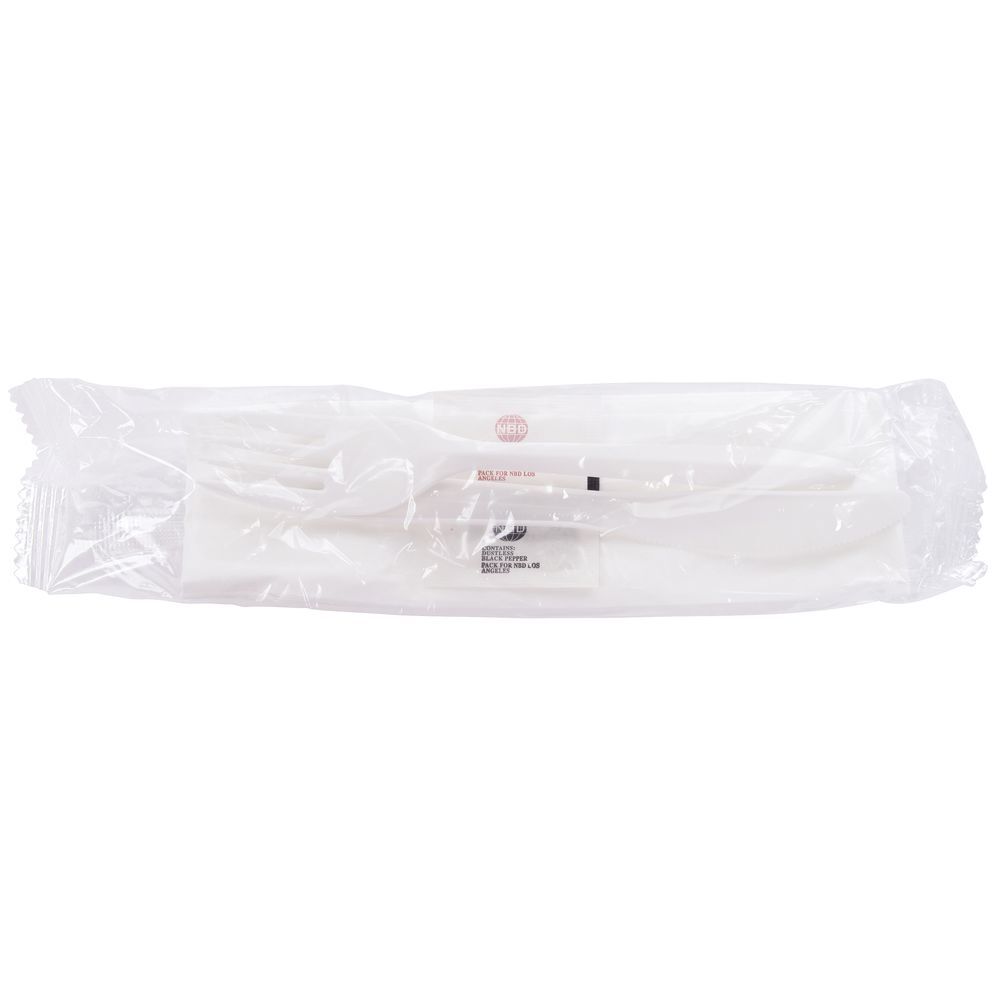 HUBERT® Pre-wrapped White Plastic Disposable Flatware Set