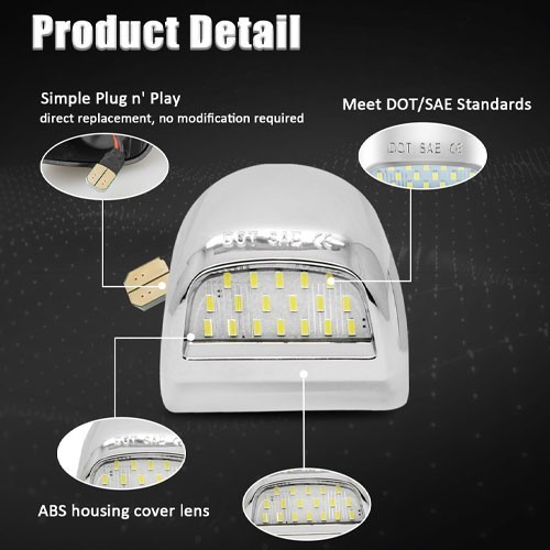 LED License Plate Lamp For 1999-2013 Chevrolet Silverado 1500/2500/3500HD Chrome