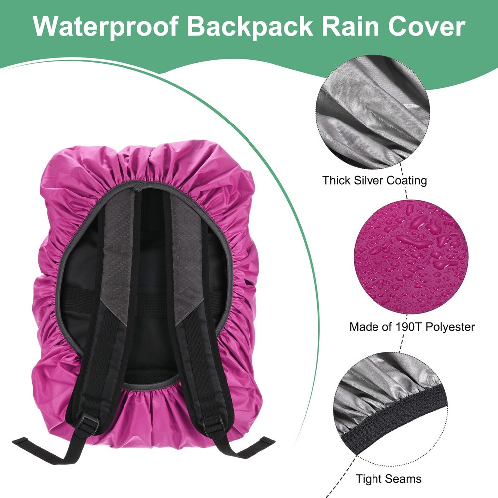 75L-85L Backpack Rain Cover with A Vertical Reflective Strap [Rose Red]