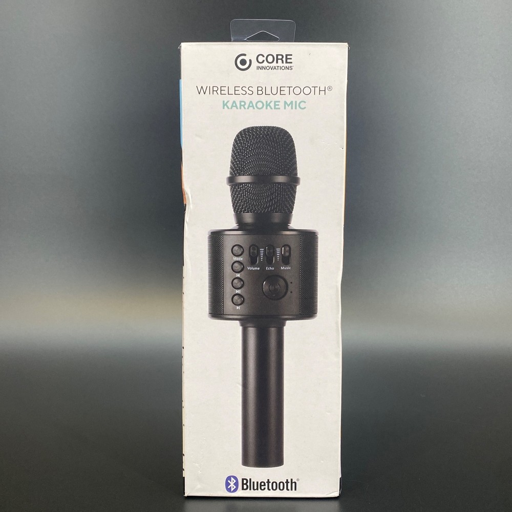 Core Innovations Karaoke Microphone Black Bluetooth Wireless Mic KRMC101BL