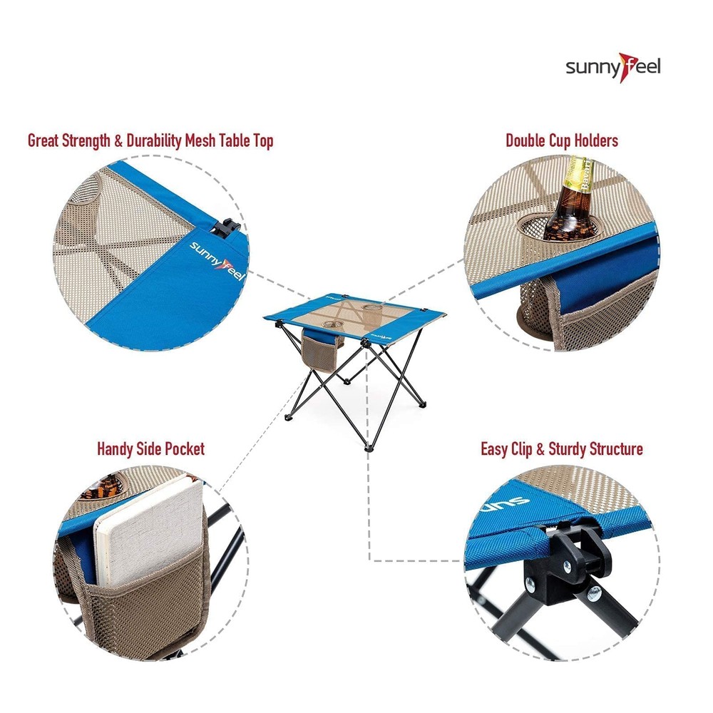 Outdoor Folding Table | Lightweight Mesh Compact Camping Table, Roll Up Top 2...