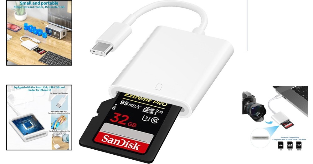 High-Speed USB C to SD Card Reader for Effortless iPhone 15 Media Transfer