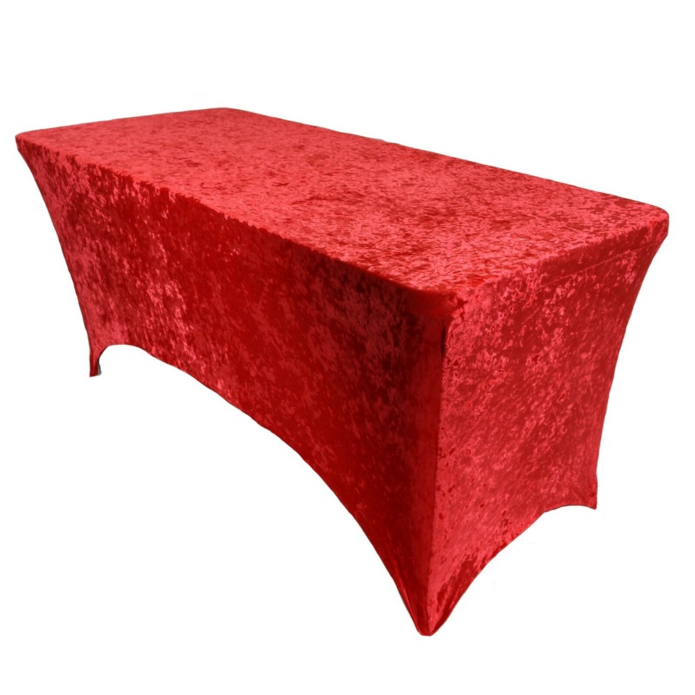 Velvet Folding 8ft Stretchy Modern Table Covers, Rectangular Fitted Tablecloths