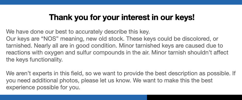 Master 120K Original Key Uncut Blank - NOS