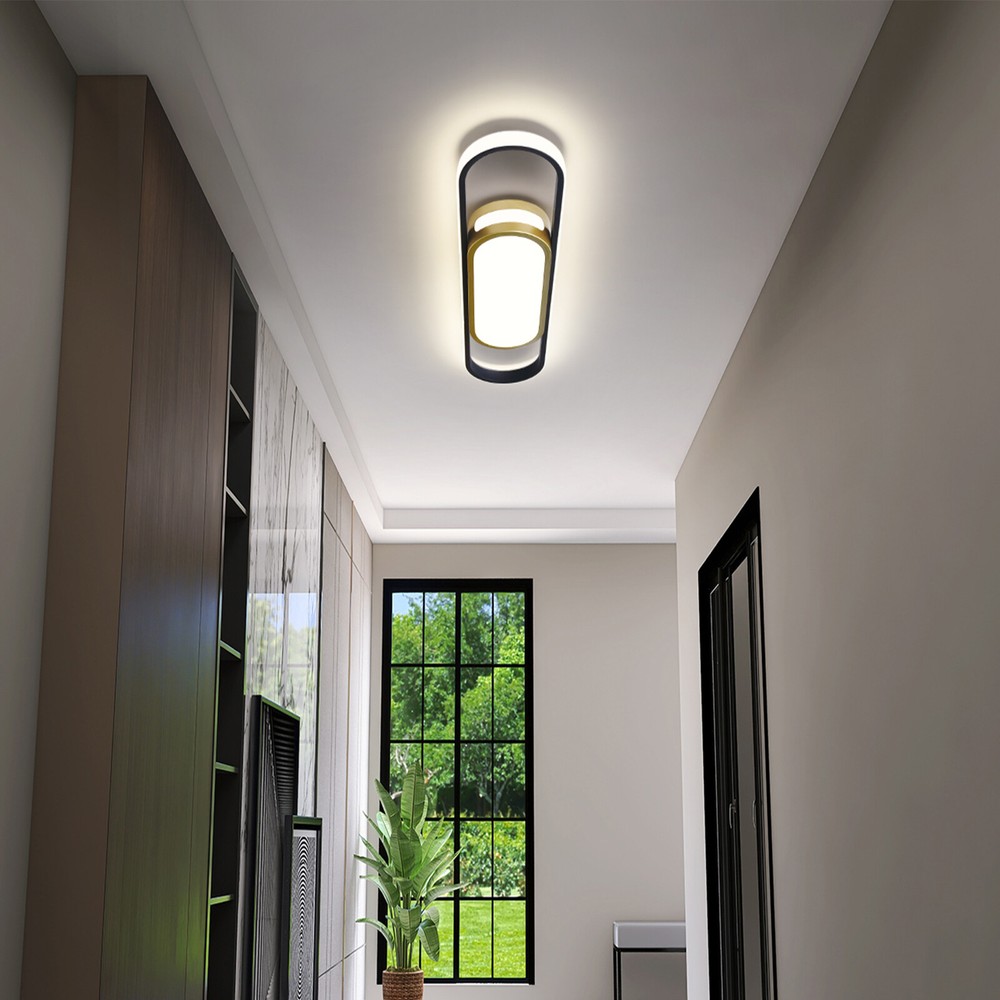 Modern Linear LED Flush Mount Ceiling Light Fixture Dimmable Ceiling Lamp+Remote