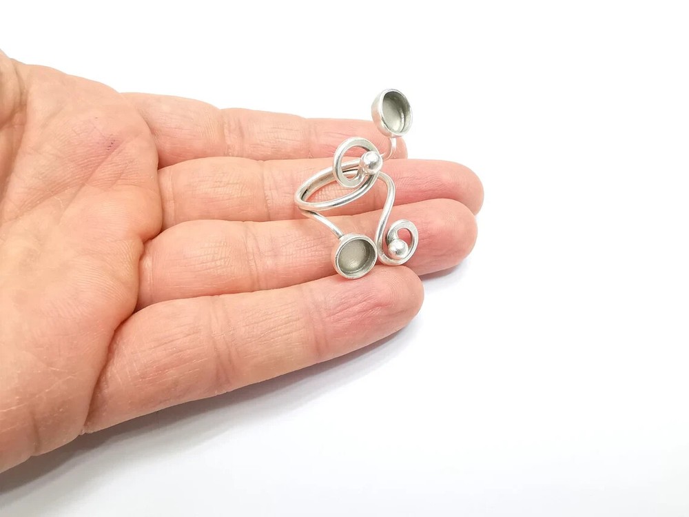 Ring Blank Setting, Cabochon Mounting, Adjustable Resin Ring Base Bezels