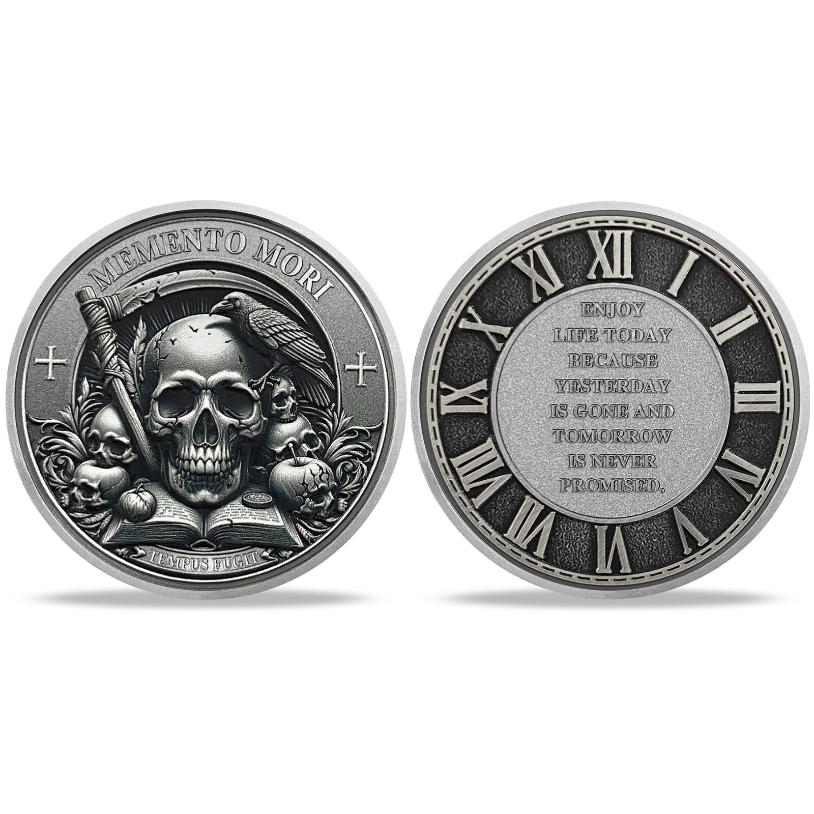 3D Skull Stoic Coin Memento Mori Coin Memento Vivere Coin Gifts For Men Women
