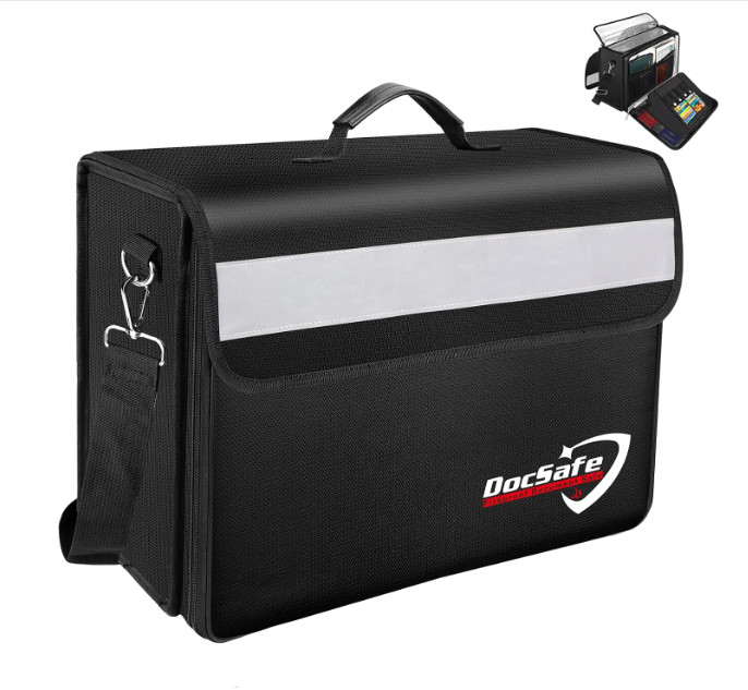 Fireproof Document Bag with Multiple Pockets,5200°F Large 17”x12.5”x7.2” File...