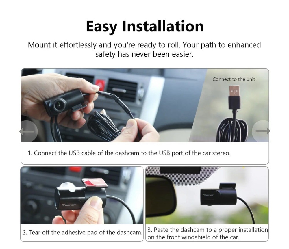 Eonon A100 720P HD Dash Camera Recorder, 360Adjustable Angle