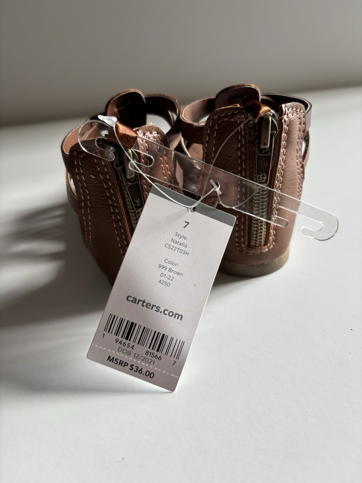 Carters Sz 7 Toddler Girls Strappy Sandals Style: Natalie - Color: Brown NEW $36