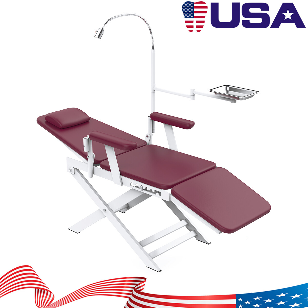Dental Mobile Folding Chair LED/ Portable Metal Dental Turbine Unit Air Syringe