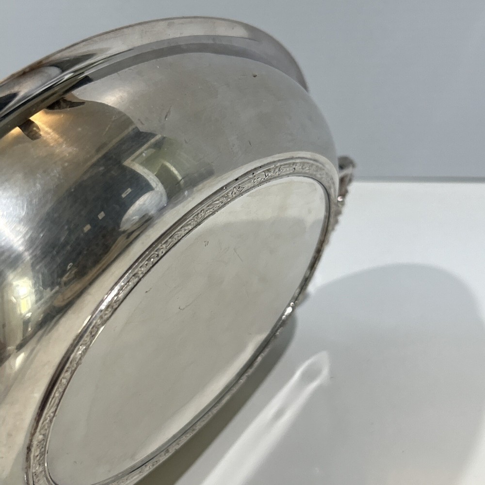Vintage Silver Plate Oval Bowl Serving Dish Trinket Tray Decorative Handles
