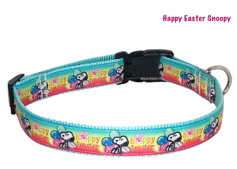 Happy Easter Snoopy Dog Collar Spring Eggs Peanuts